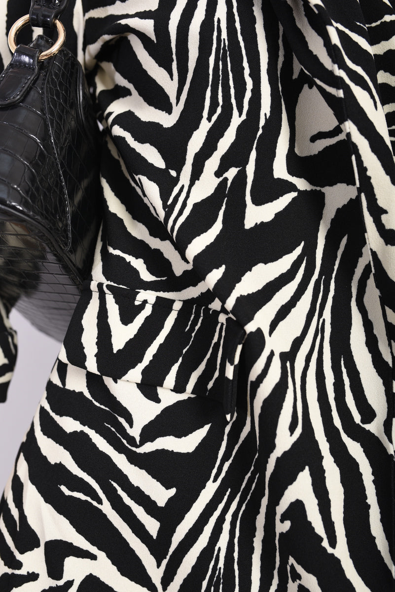 Striped Print Lapel Collar Blazer Jacket