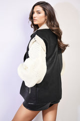 Open Front Sleeveless Fleece Jacket